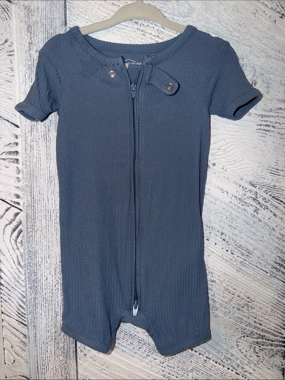 Purely soft Carter's Short-Sleeve Ribbed One-Piece in Slate Blue